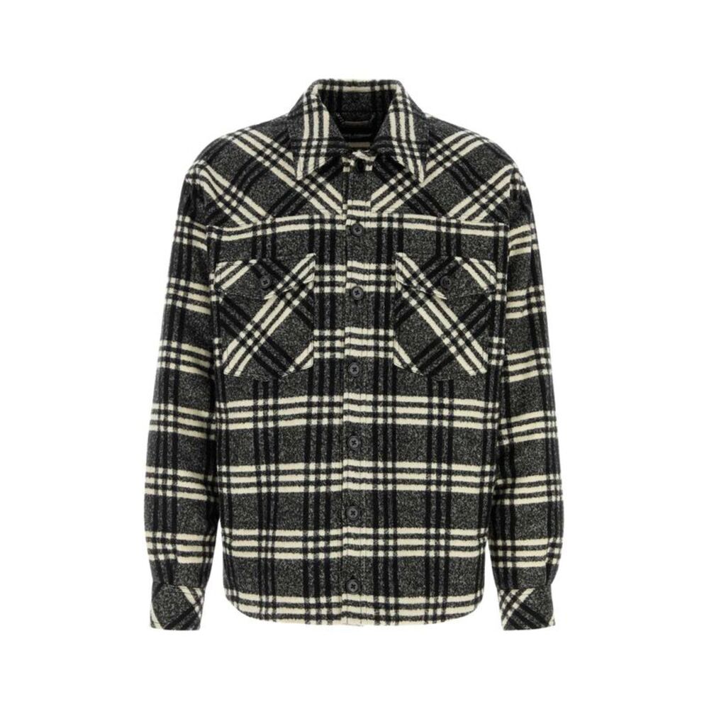 Dolce & Gabbana Men Embroidered Stretch Wool Blend Overshirt